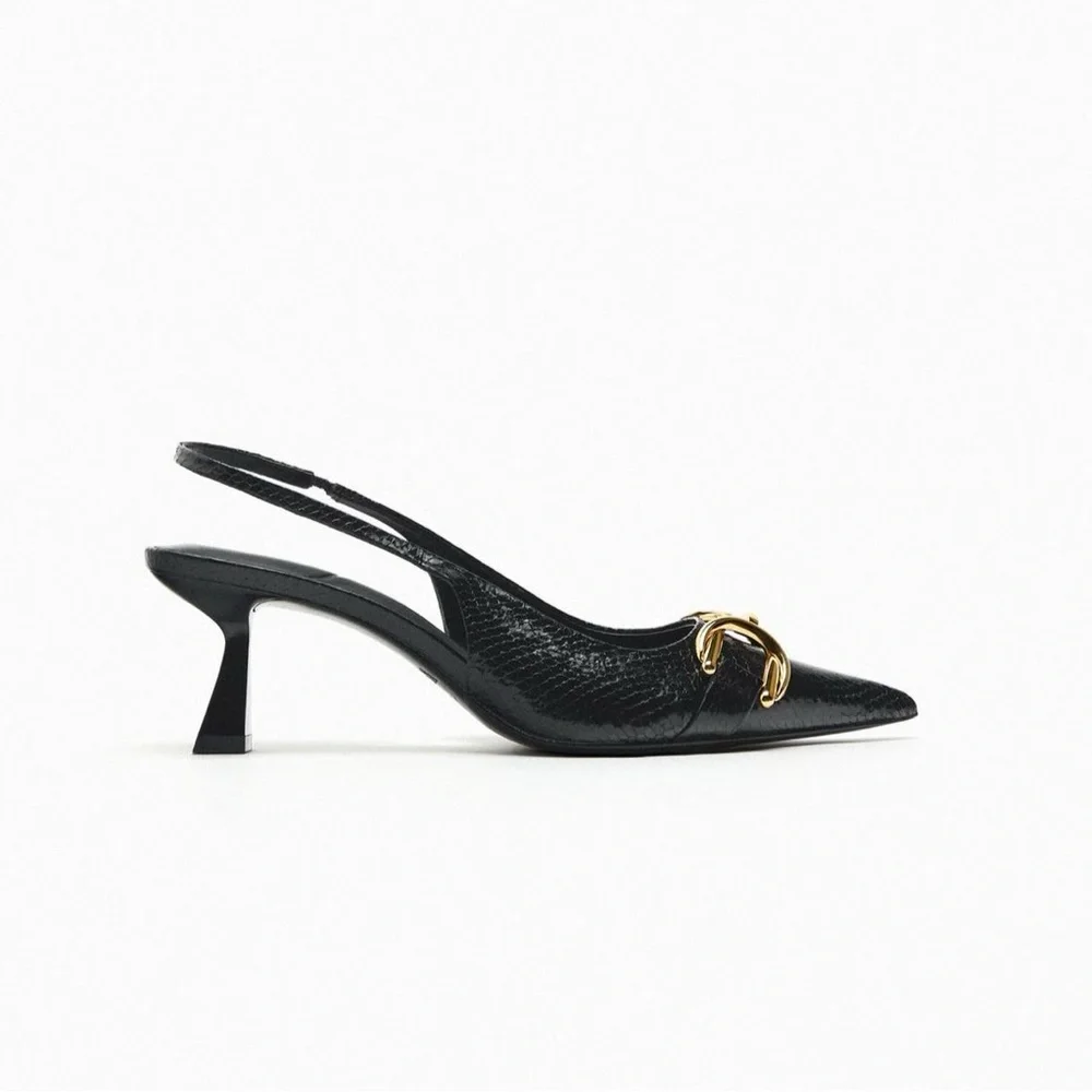 Zara Black and Gold Heels - Picture 2 of 5